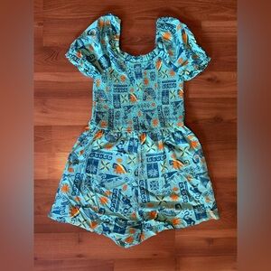 Hot Topic Moana Teal and Orange Patterned Romper